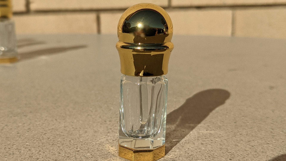 Luxurious Crystal Container - for Perfume Oil and Attar - Spherical Top Hexagon Bottom / 3ml