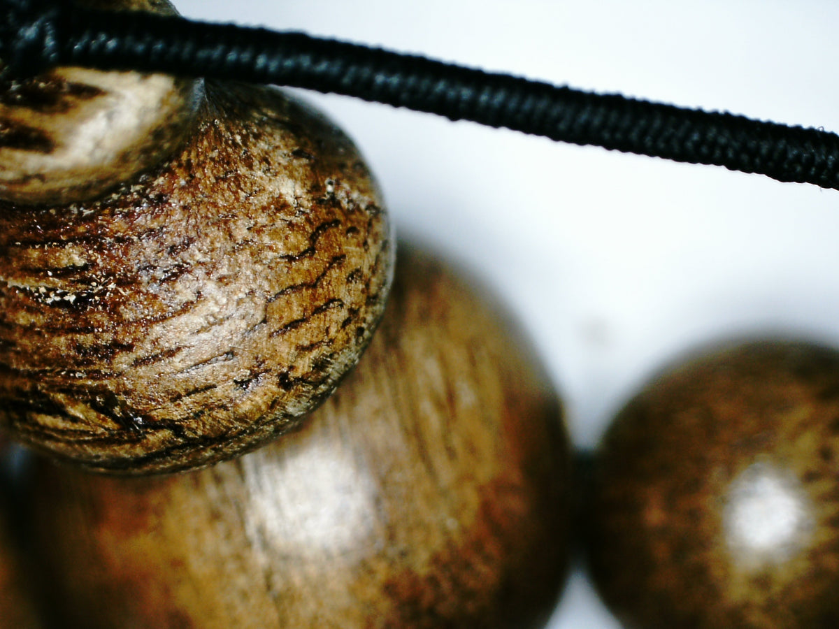 SOLD-The Contentment Wild Borneo Agarwood Mala 8mm 20g 108 beads plus 6 extras and 1 piece of material -