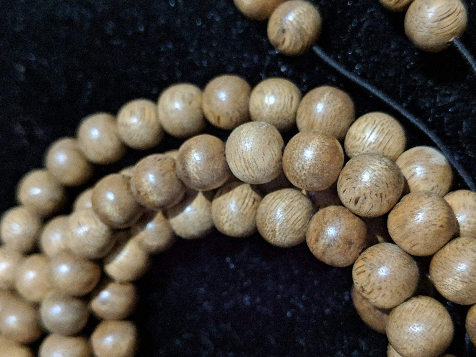 SOLD-The Contentment Wild Borneo Agarwood Mala 8mm 20g 108 beads plus 6 extras and 1 piece of material -