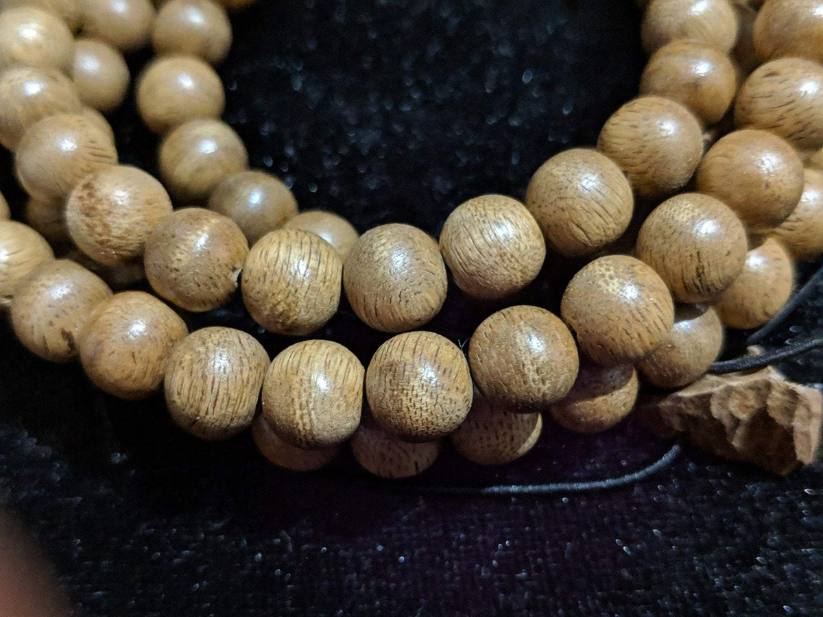 SOLD-The Contentment Wild Borneo Agarwood Mala 8mm 20g 108 beads plus 6 extras and 1 piece of material -