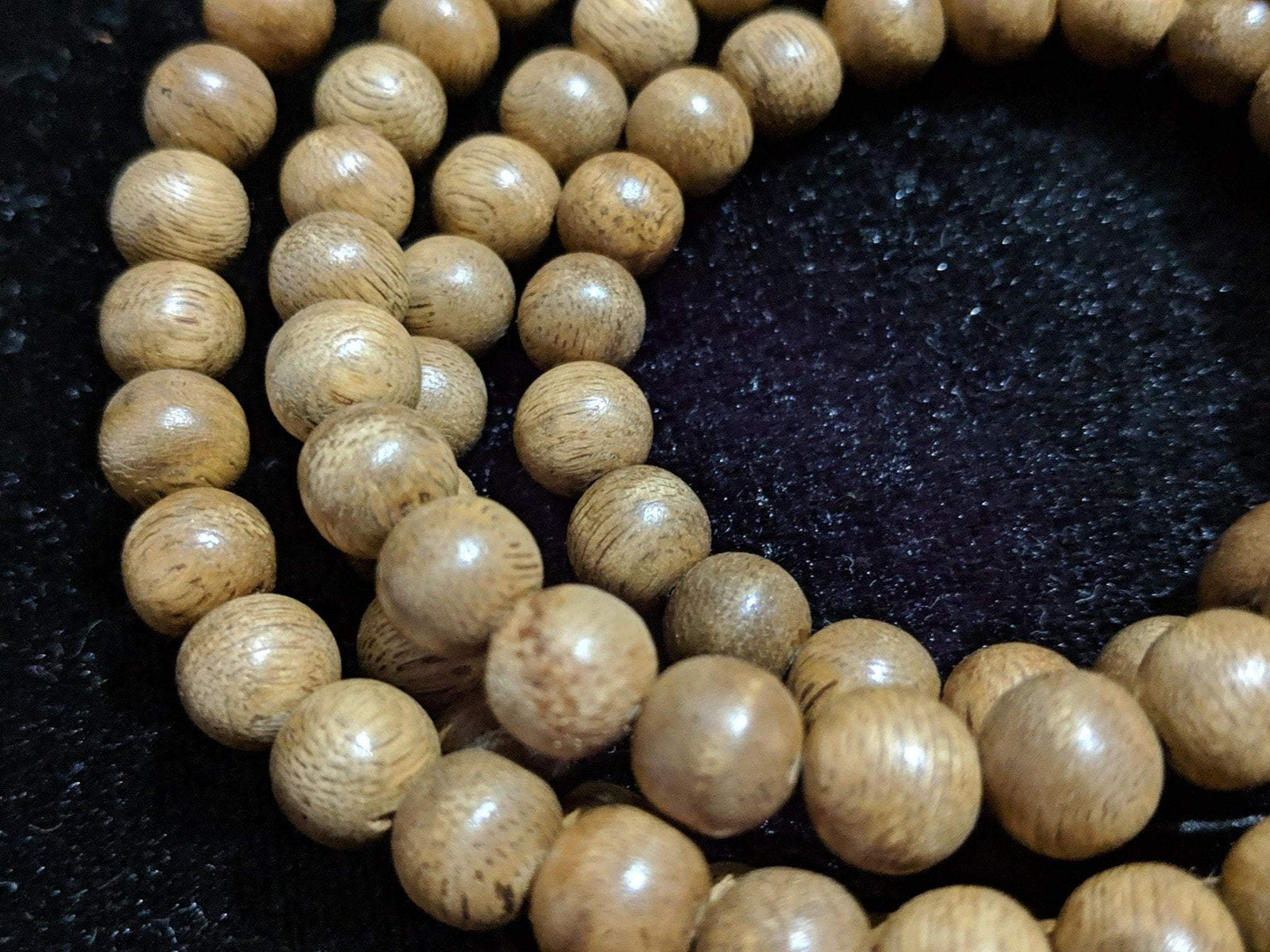 SOLD-The Contentment Wild Borneo Agarwood Mala 8mm 20g 108 beads plus 6 extras and 1 piece of material -