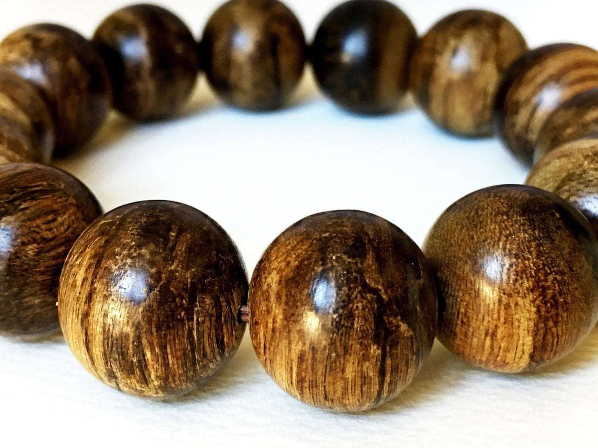 SOLD-The Forgotten Treasure- Indonesian Wild Agarwood Bracelet 16 mm half sinking -