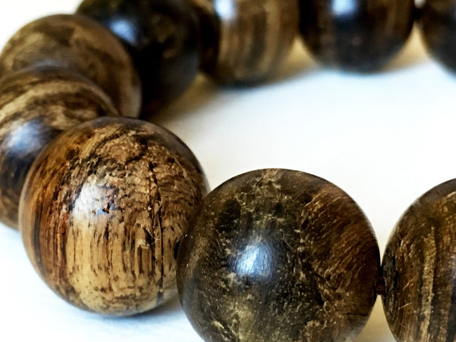 SOLD-The Forgotten Treasure- Indonesian Wild Agarwood Bracelet 16 mm half sinking -