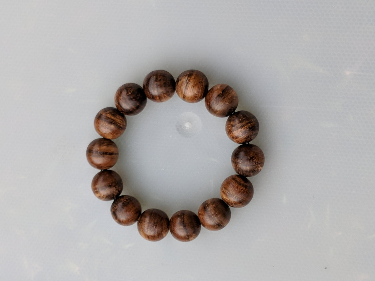 Sold Wild Agarwood Bracelet Borneo 24g sandpaper polished 14 beads 16mm -