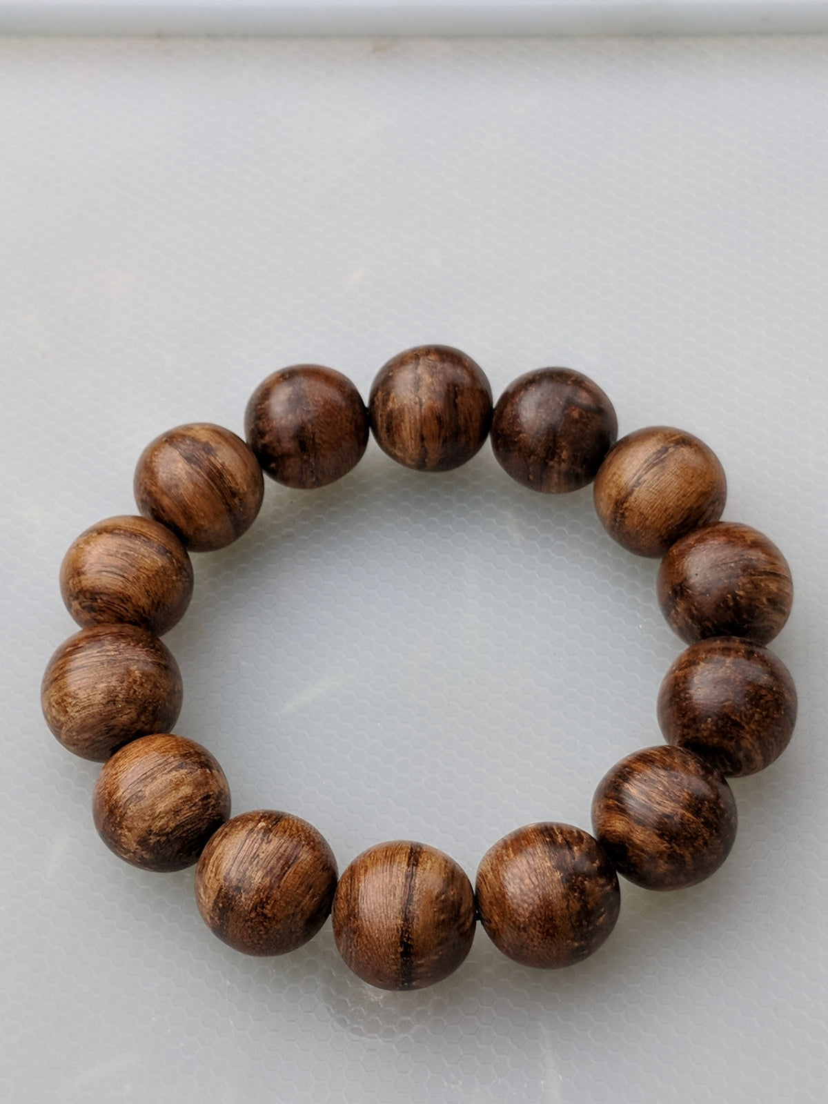 Sold Wild Agarwood Bracelet Borneo 24g sandpaper polished 14 beads 16mm -