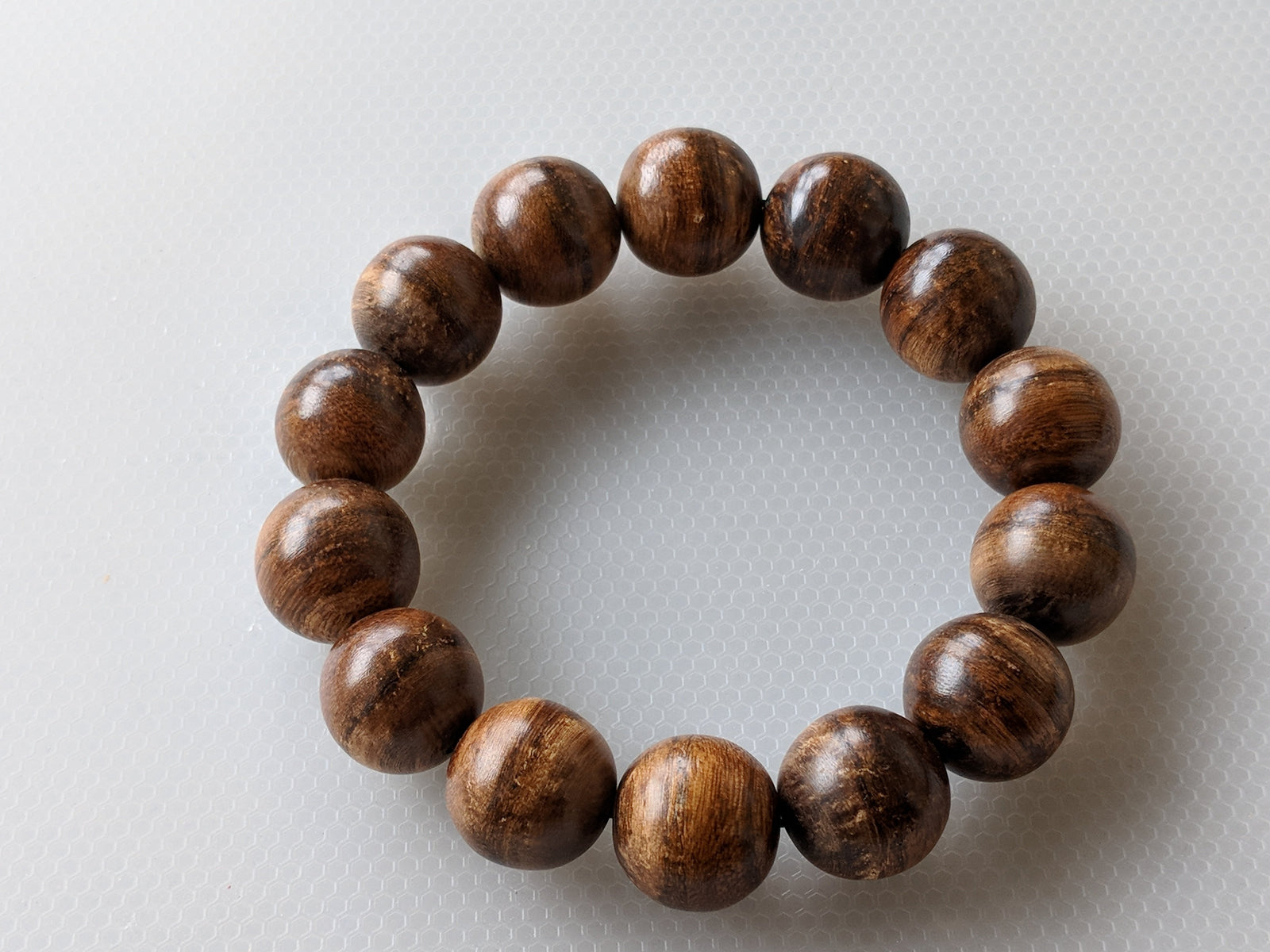 Sold Wild Agarwood Bracelet Borneo 24g sandpaper polished 14 beads 16mm -