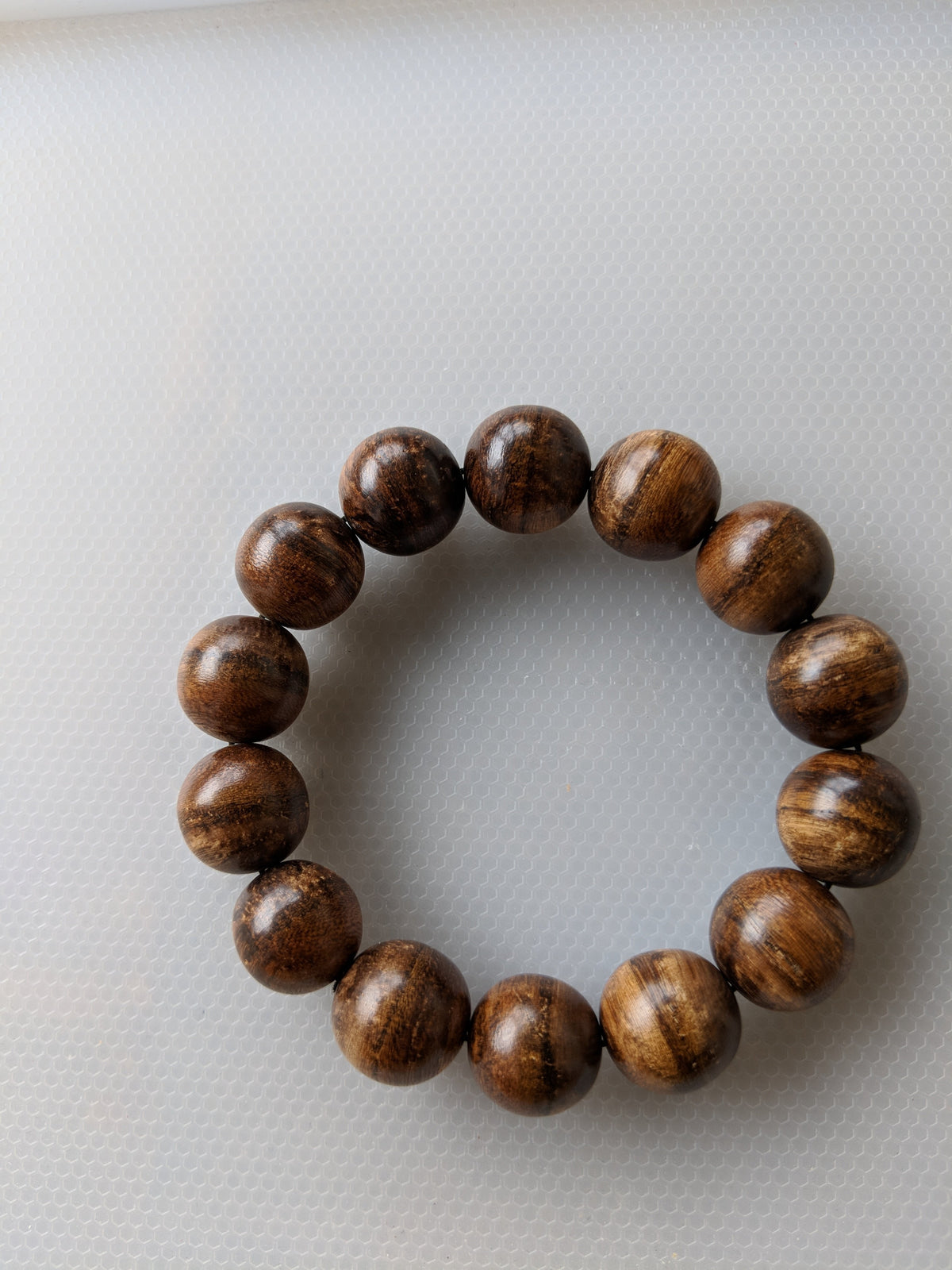 Sold Wild Agarwood Bracelet Borneo 24g sandpaper polished 14 beads 16mm -