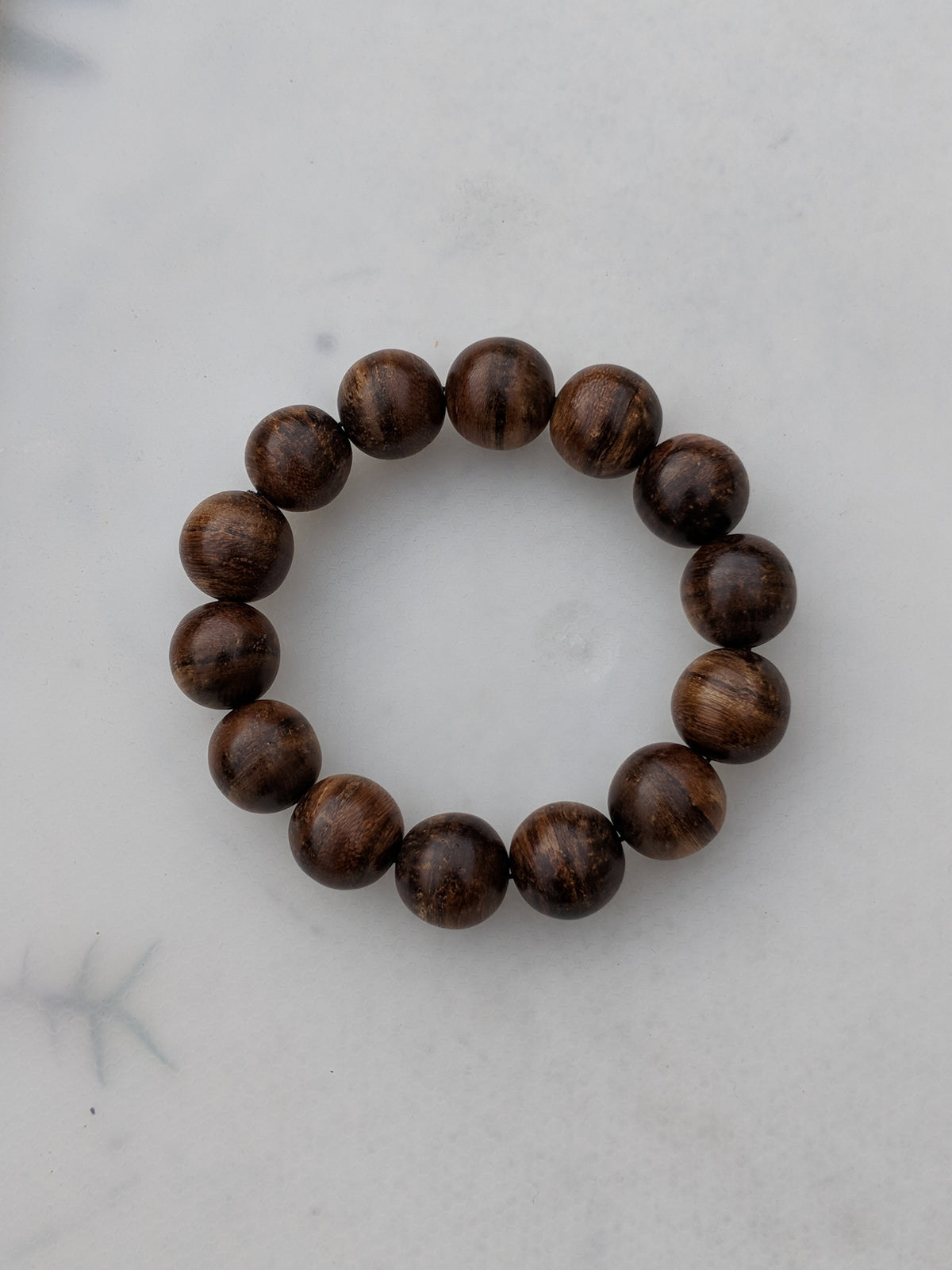 Sold Wild Agarwood Bracelet Borneo 24g sandpaper polished 14 beads 16mm -