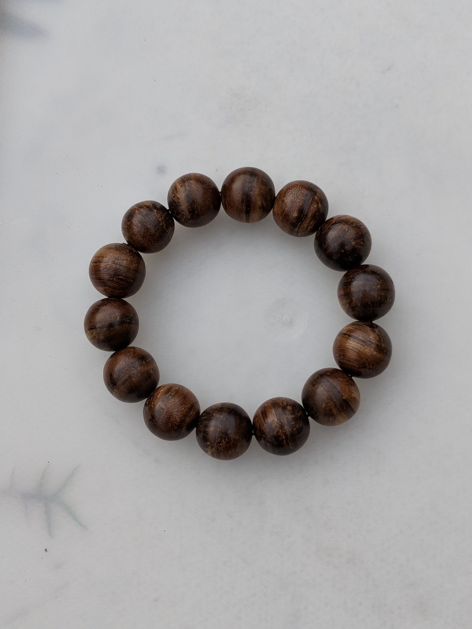 Sold Wild Agarwood Bracelet Borneo 24g sandpaper polished 14 beads 16mm -