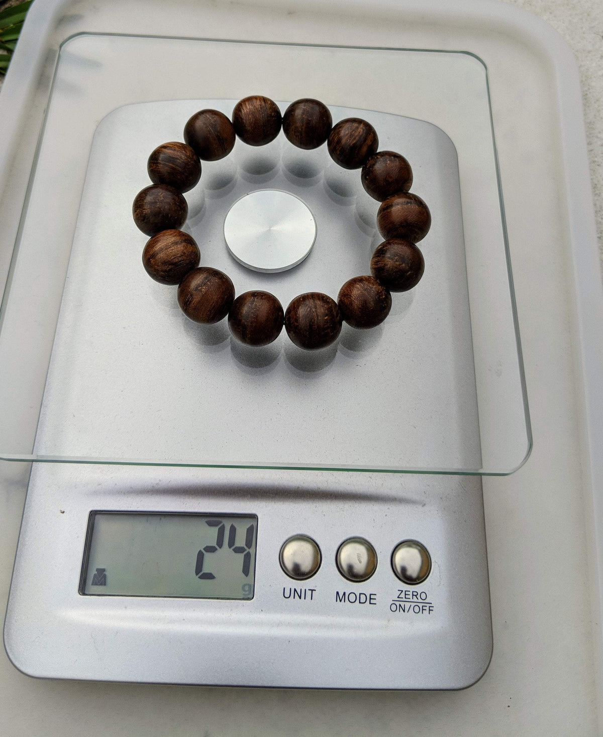 Sold Wild Agarwood Bracelet Borneo 24g sandpaper polished 14 beads 16mm -