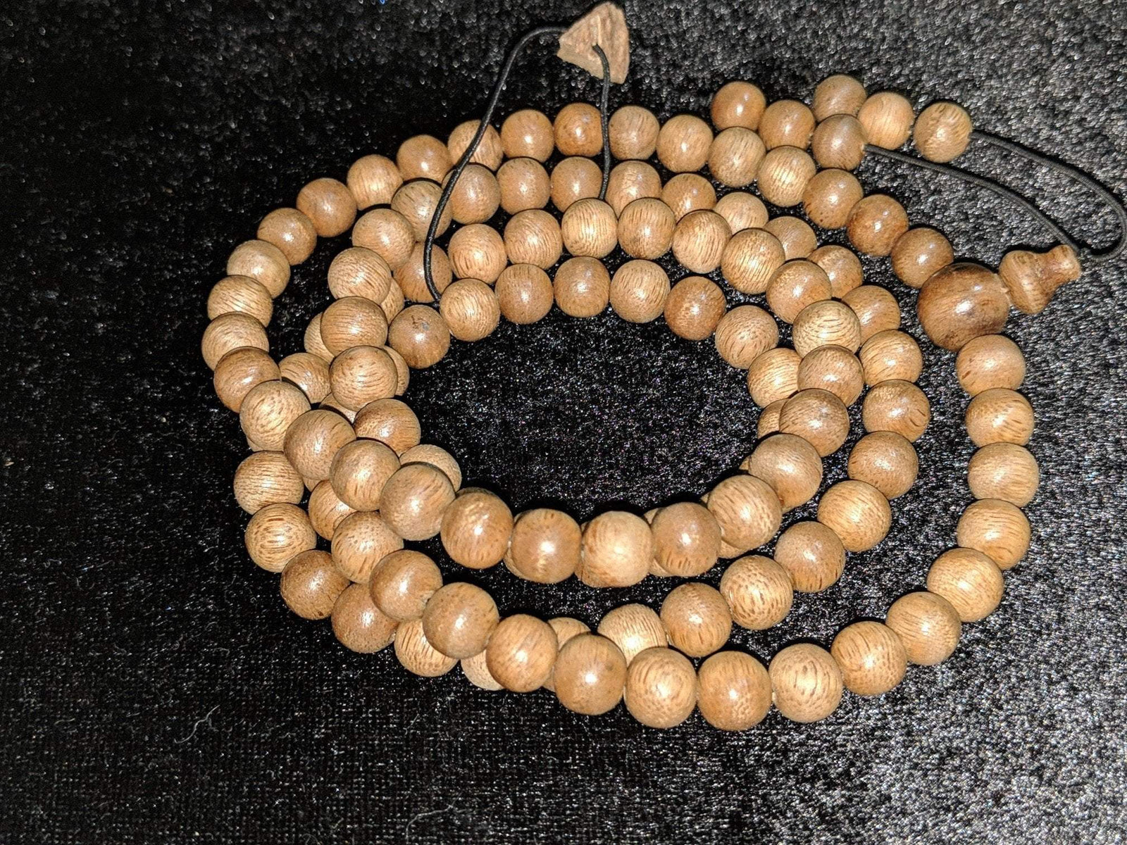 SOLD-The Contentment Wild Borneo Agarwood Mala 8mm 20g 108 beads plus 6 extras and 1 piece of material -