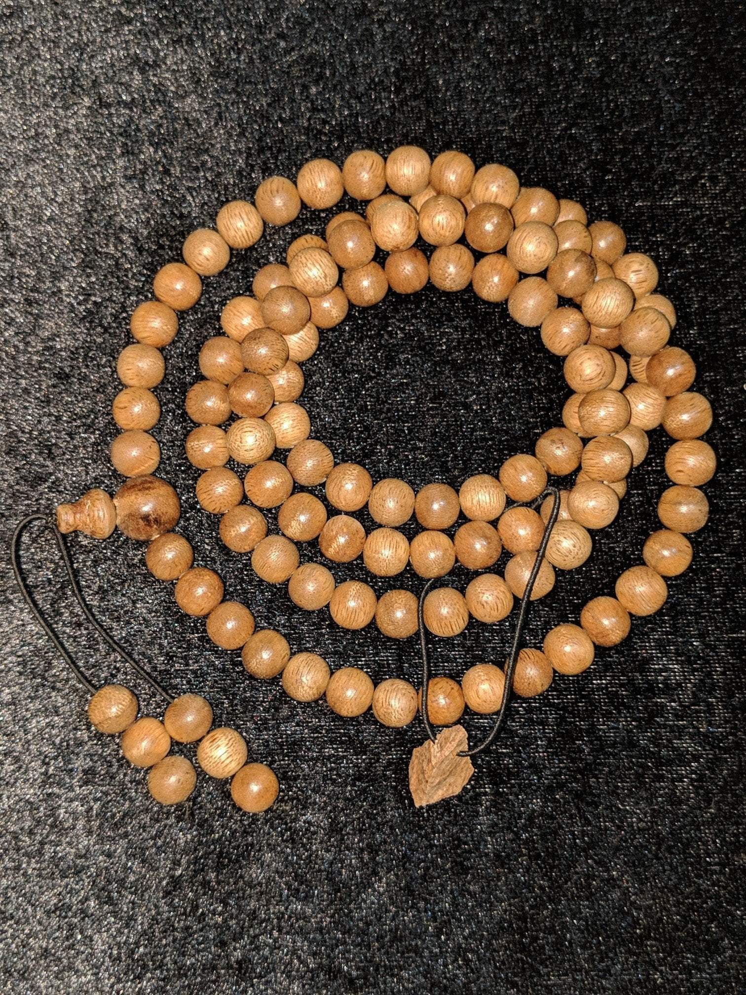 SOLD-The Contentment Wild Borneo Agarwood Mala 8mm 20g 108 beads plus 6 extras and 1 piece of material -