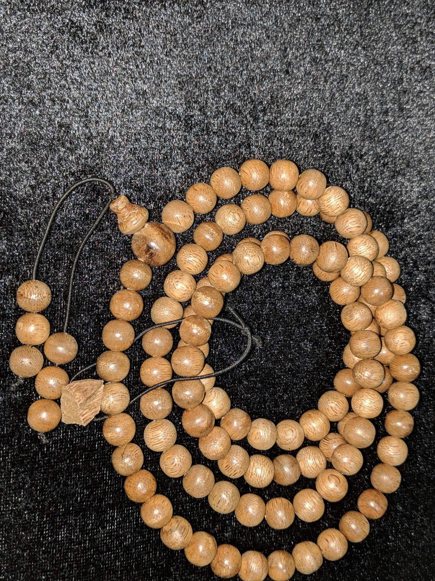 SOLD-The Contentment Wild Borneo Agarwood Mala 8mm 20g 108 beads plus 6 extras and 1 piece of material -