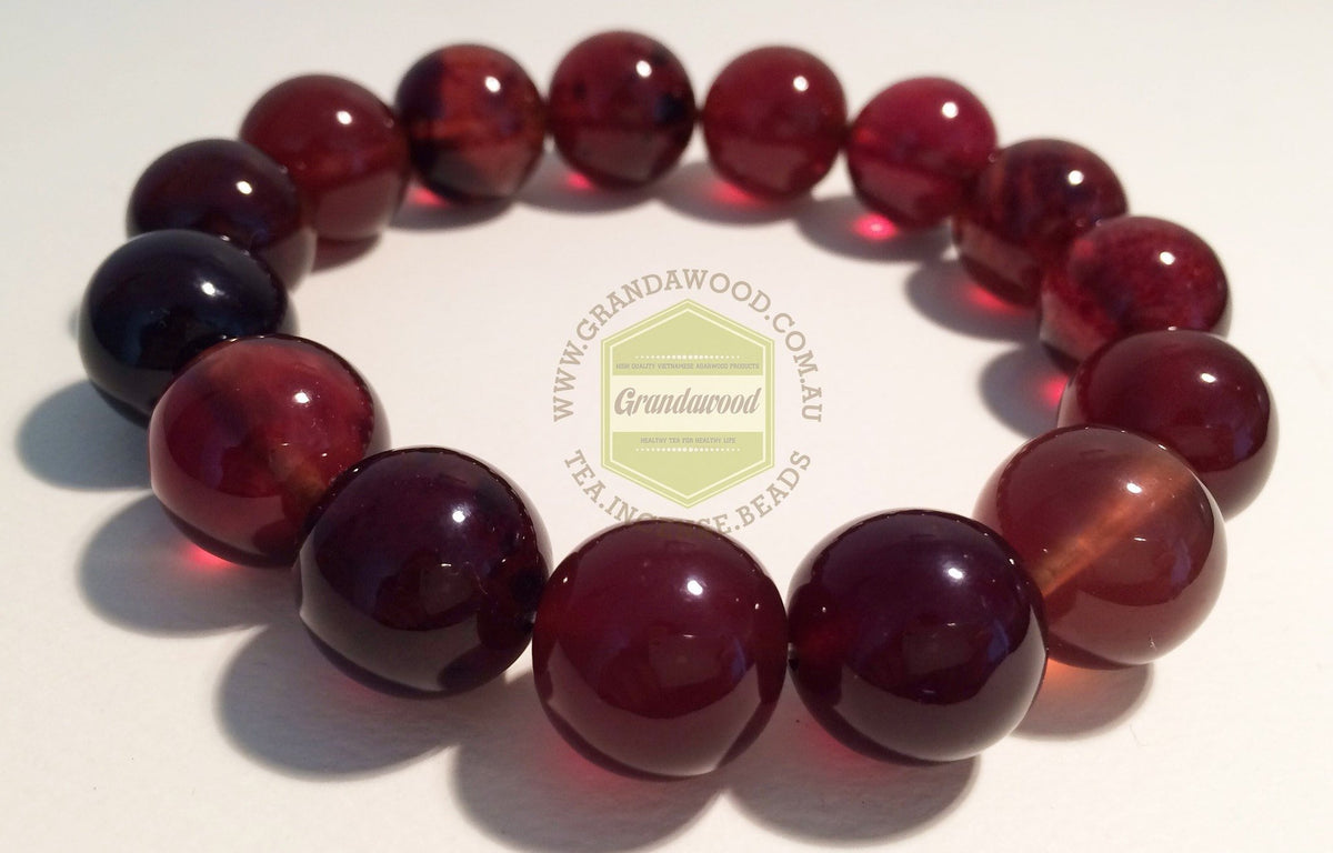 Red Amber bracelet 15 mm -