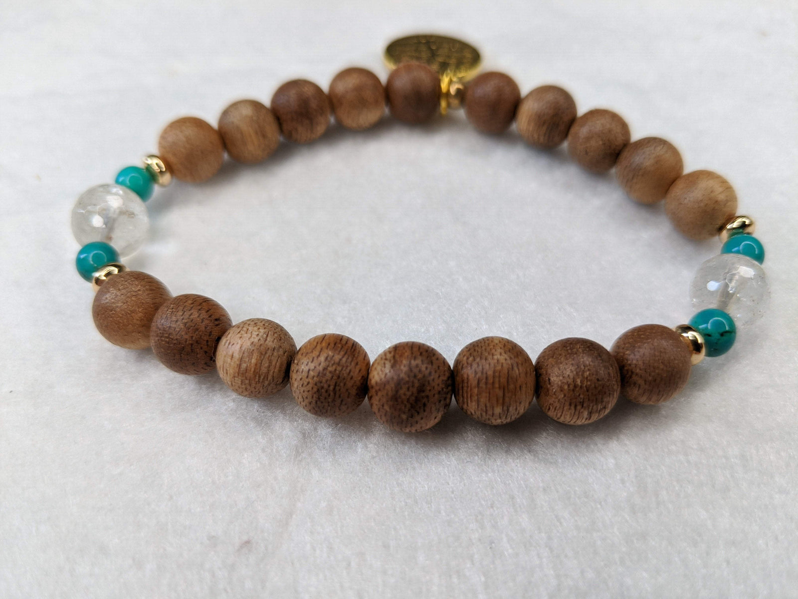 The Clarity - Cultivated agarwood 8mm bracelet with Tree of Life pedant, citrine and turquoise -